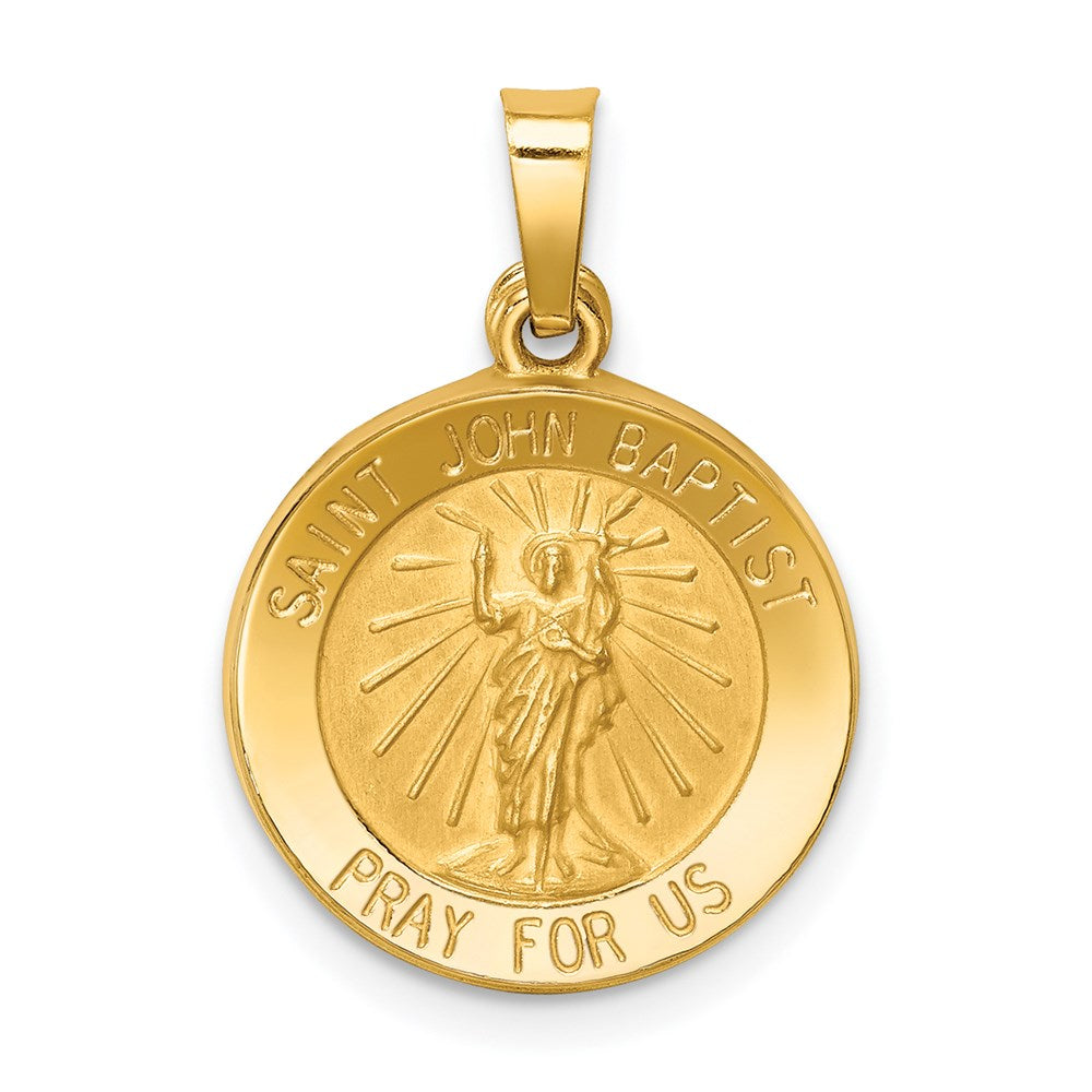 14K Gelbgold 14K Poliert und Satiniert St John Baptist Medaille Hohl Anhänger