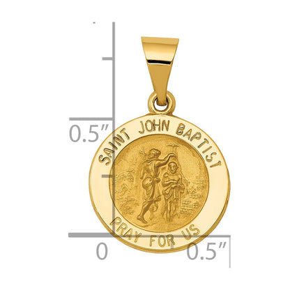 14K Gelbgold 14K Poliert und Satiniert St John Baptist Medaille Hohl Anhänger