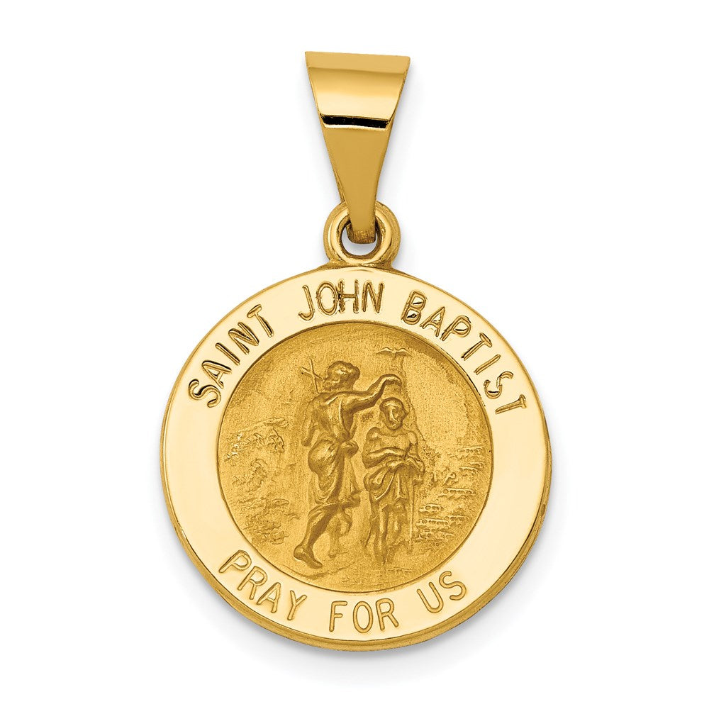 14K Gelbgold 14K Poliert und Satiniert St John Baptist Medaille Hohl Anhänger