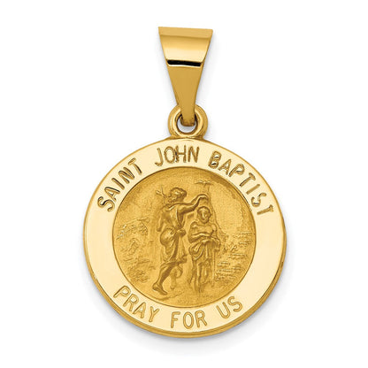 14K Gelbgold 14K Poliert und Satiniert St John Baptist Medaille Hohl Anhänger