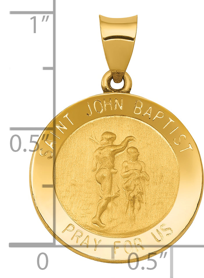 14K Gelbgold 14K Poliert und Satiniert St John Baptist Medaille Hohl Anhänger