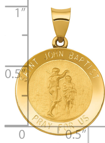 14K Gelbgold 14K Poliert und Satiniert St John Baptist Medaille Hohl Anhänger