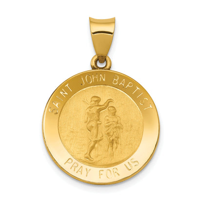 14K Gelbgold 14K Poliert und Satiniert St John Baptist Medaille Hohl Anhänger
