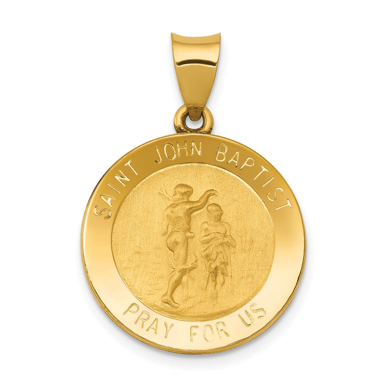 14K Gelbgold 14K Poliert und Satiniert St John Baptist Medaille Hohl Anhänger