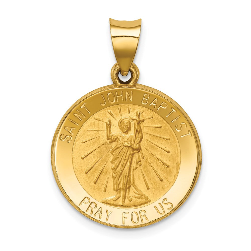 14K Gelbgold 14K Poliert und Satiniert St John Baptist Medaille Hohl Anhänger