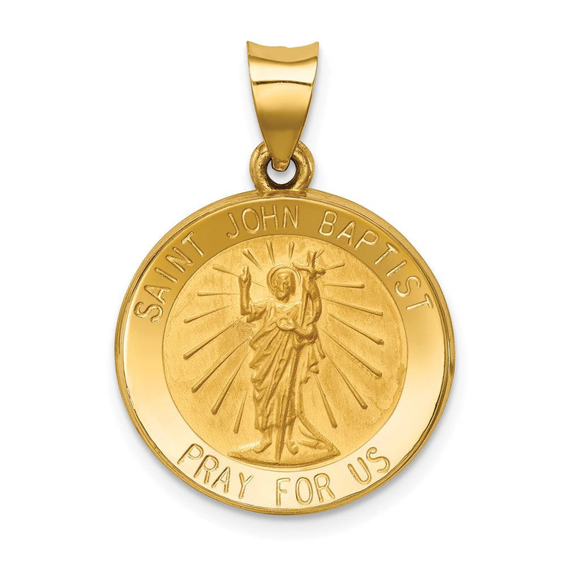 14K Gelbgold 14K Poliert und Satiniert St John Baptist Medaille Hohl Anhänger