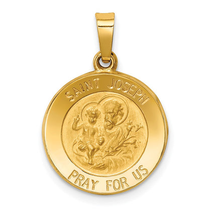 14K Gelbgold 14K Poliert und Satiniert St Joseph Medaille Hohl Anhänger