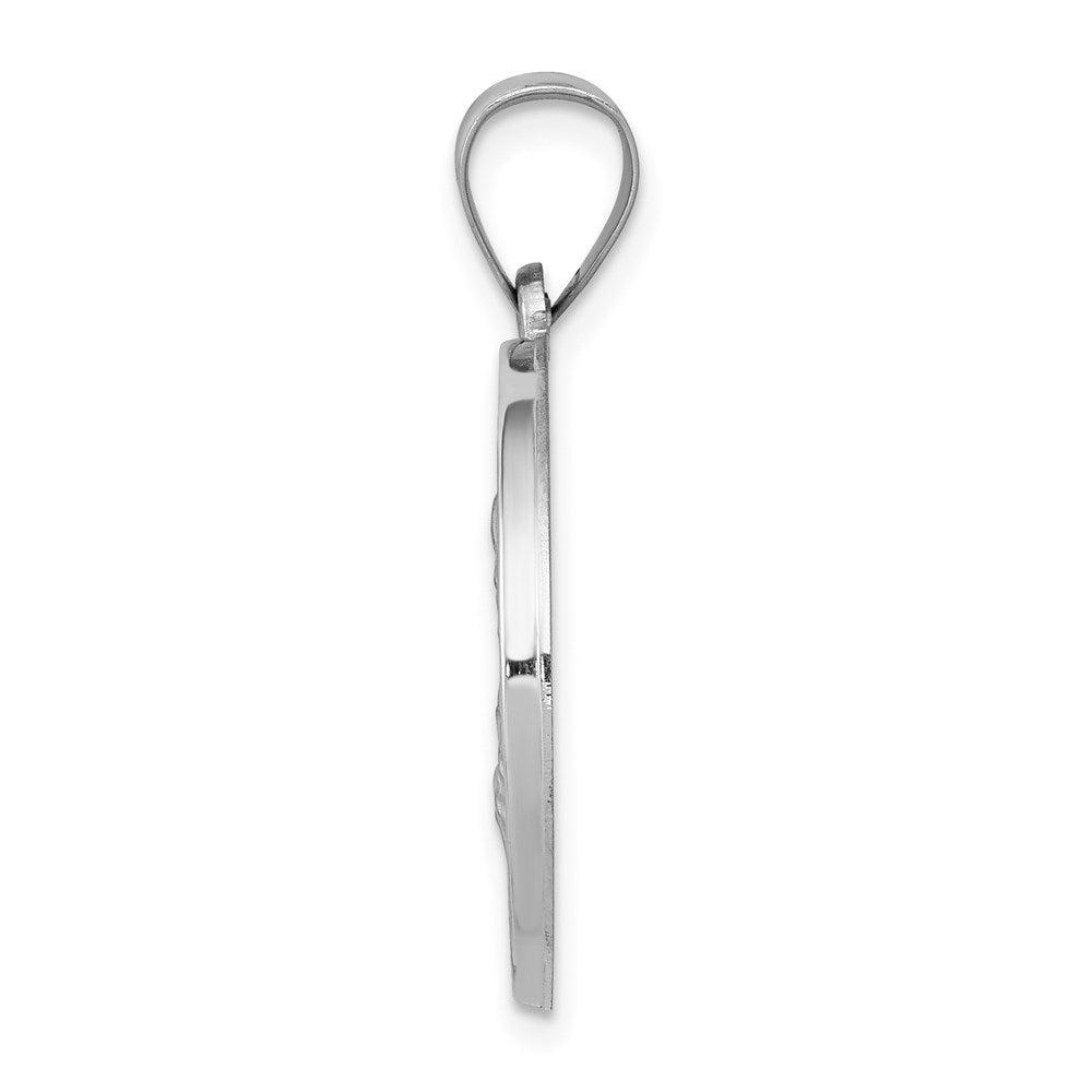 14K Weißgold 14K Weißgold Poliert und Satiniert St Joseph Medaille Hohl Anhänger