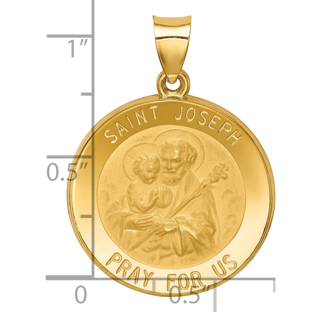 14K Gelbgold 14K Poliert und Satiniert St Joseph Medaille Hohl Anhänger