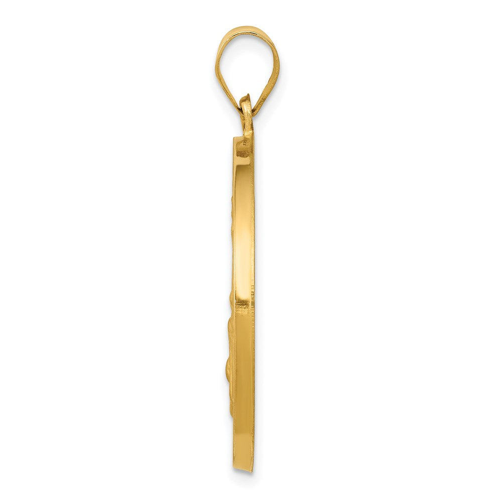 14K Gelbgold 14K Poliert und Satiniert St Joseph Medaille Hohl Anhänger