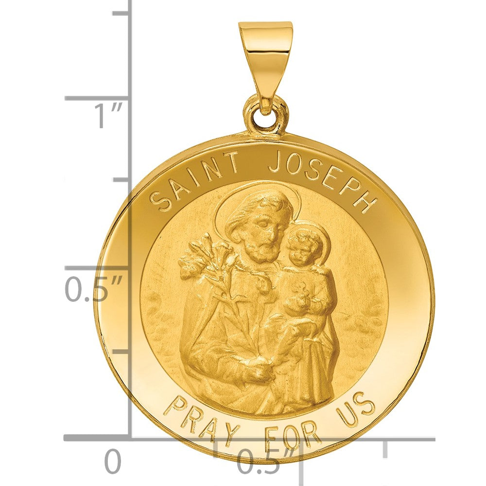 14K Gelbgold 14K Poliert und Satiniert St Joseph Medaille Hohl Anhänger