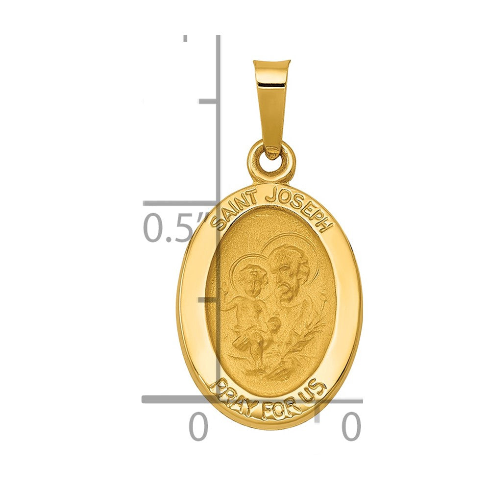 14K Gelbgold 14K Poliert und Satiniert St Joseph Medaille Hohl Anhänger