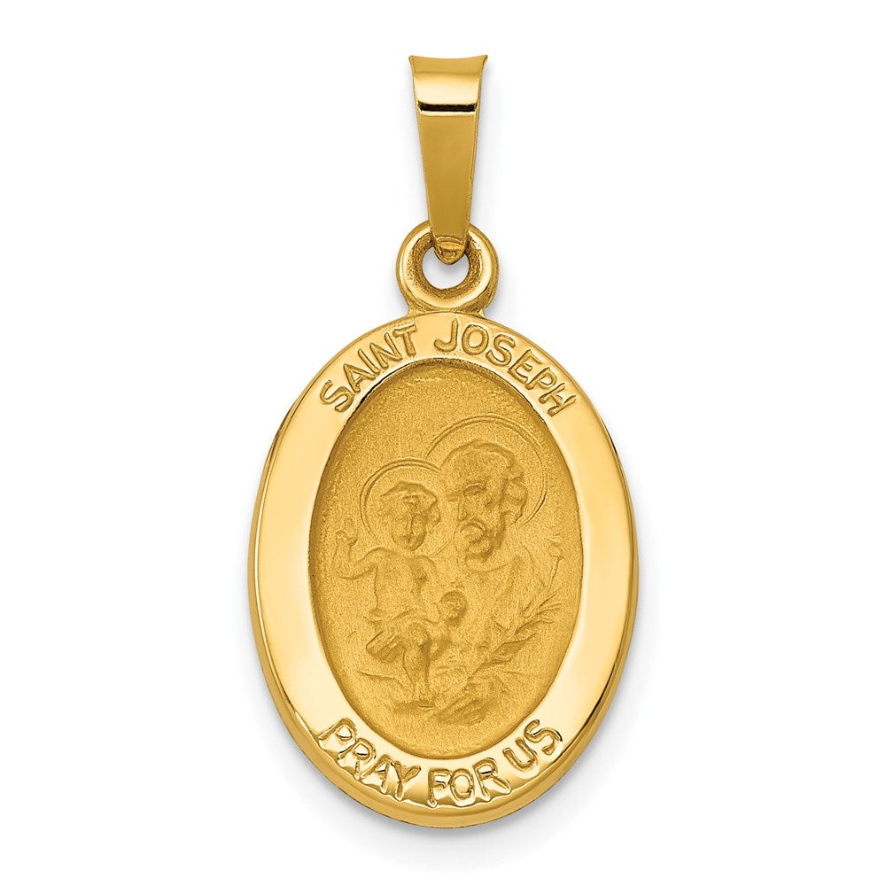 14K Gelbgold 14K Poliert und Satiniert St Joseph Medaille Hohl Anhänger