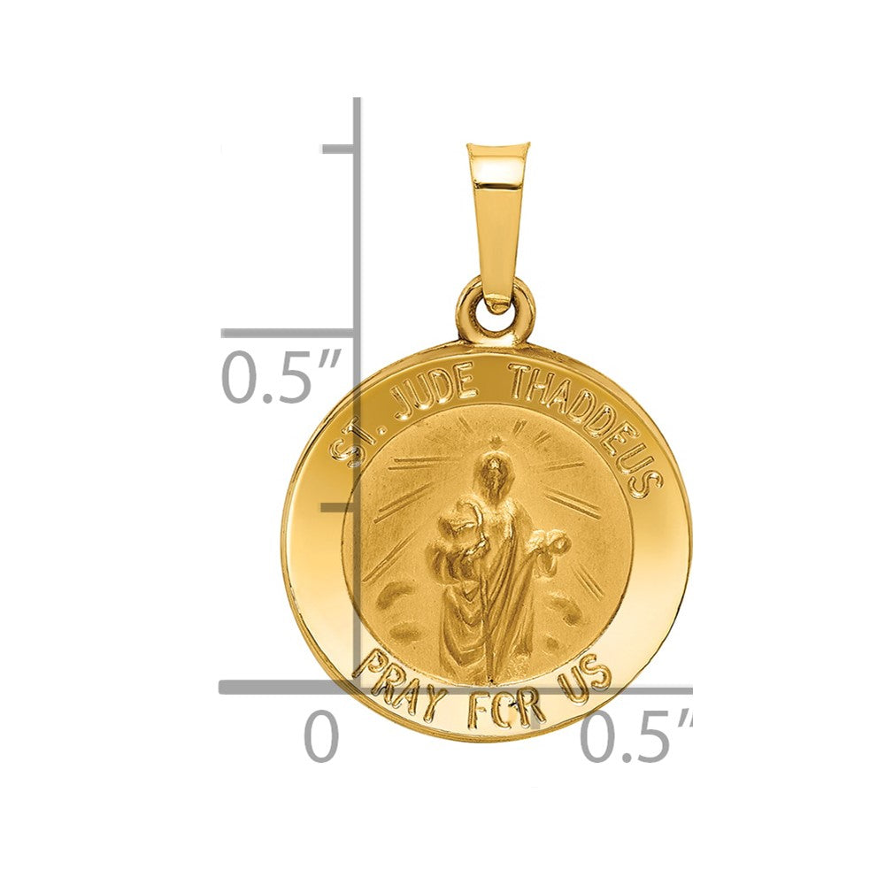 14K Gelbgold 14K Poliert und Satiniert St Jude Thaddeus Medaille Hohl Anhänger