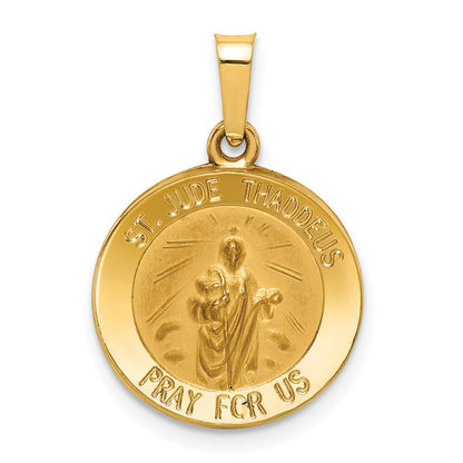 14K Gelbgold 14K Poliert und Satiniert St Jude Thaddeus Medaille Hohl Anhänger