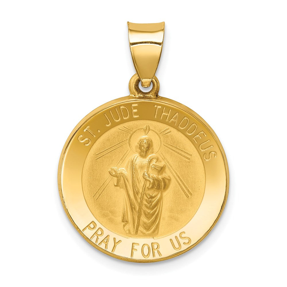 14K Gelbgold 14K Poliert und Satiniert St Jude Thaddeus Medaille Hohl Anhänger