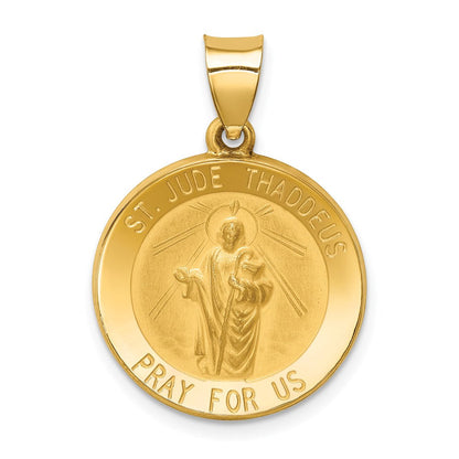 14K Gelbgold 14K Poliert und Satiniert St Jude Thaddeus Medaille Hohl Anhänger