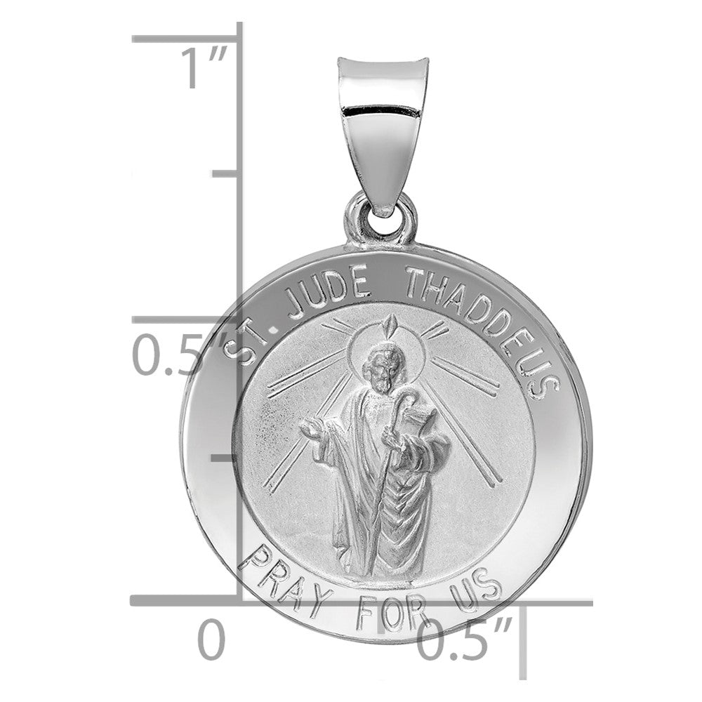 14K Weißgold 14K Weißgold Poliert/satin St Jude Thaddeus Medaille Hohl Anhänger