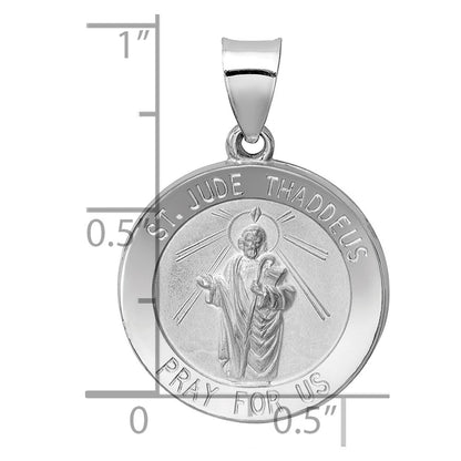14K Weißgold 14K Weißgold Poliert/satin St Jude Thaddeus Medaille Hohl Anhänger