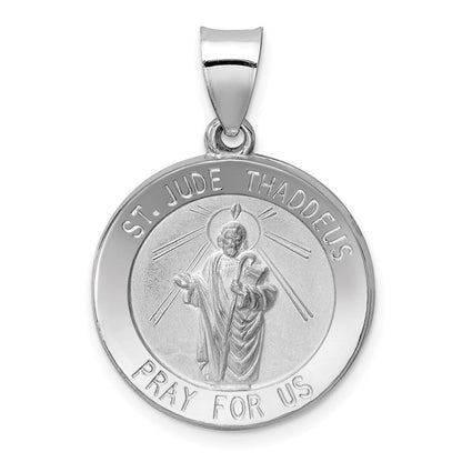 14K Weißgold 14K Weißgold Poliert/satin St Jude Thaddeus Medaille Hohl Anhänger