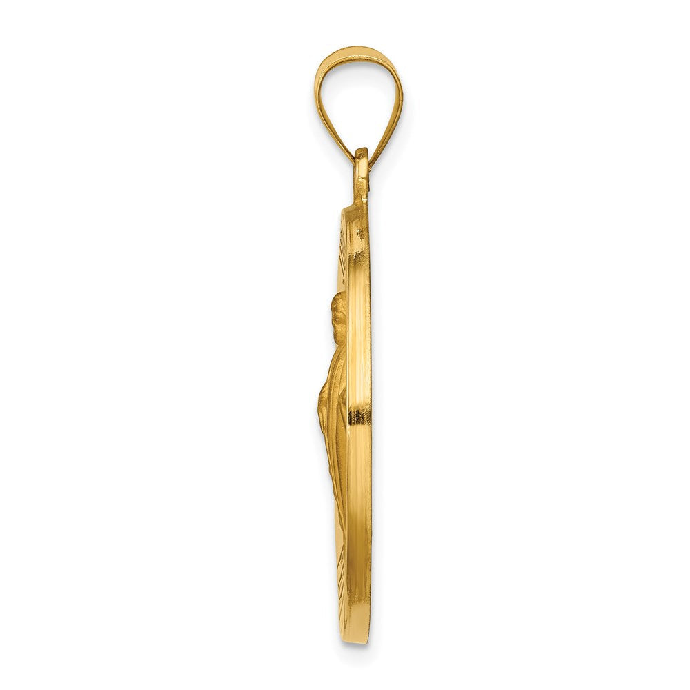 14K Gelbgold 14K Poliert und Satiniert St Jude Thaddeus Medaille Hohl Anhänger