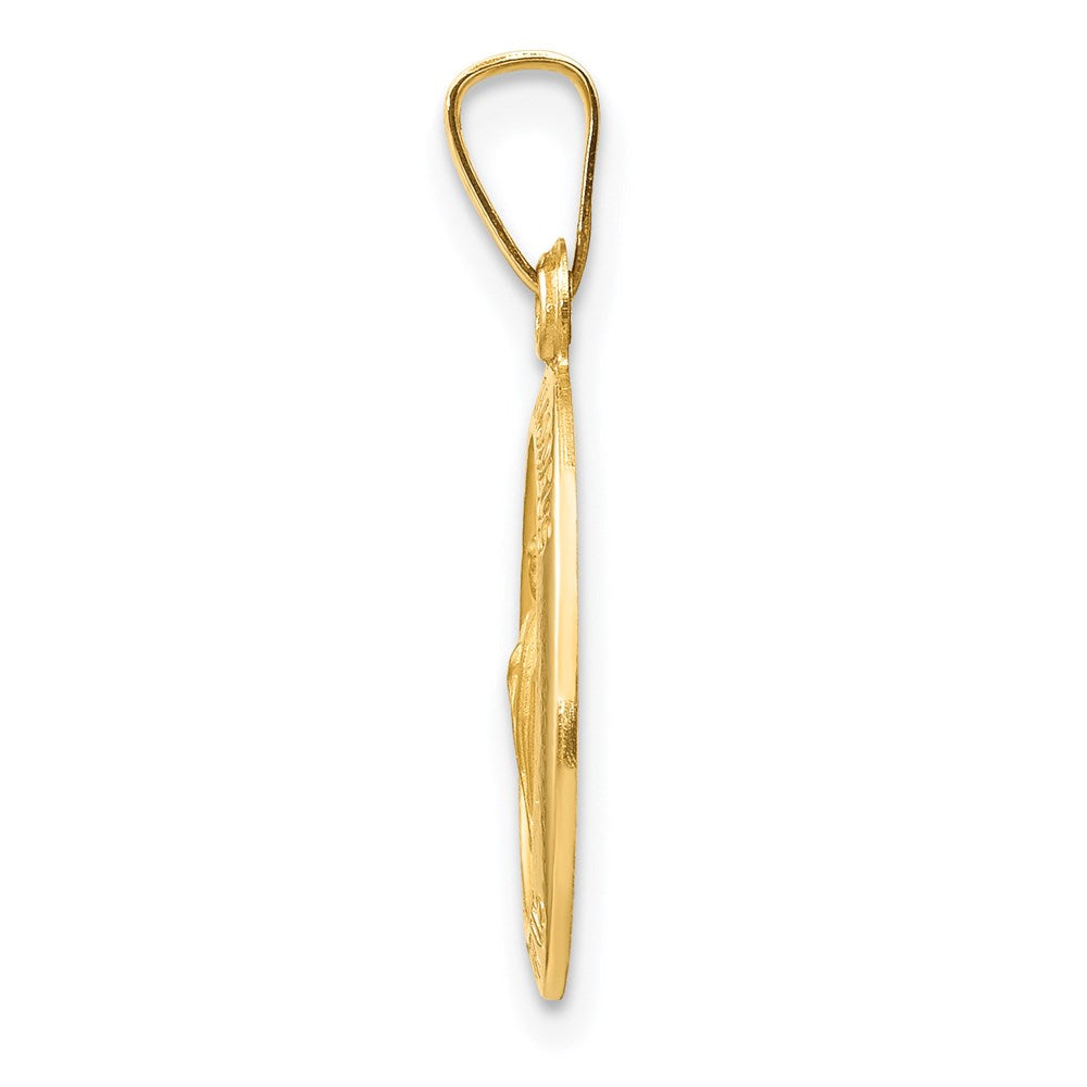 14K Gelbgold 14K Poliert und Satiniert St Jude Thaddeus Medaille Hohl Anhänger