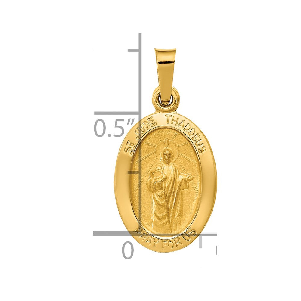 14K Gelbgold 14K Poliert und Satiniert St Jude Thaddeus Medaille Hohl Anhänger