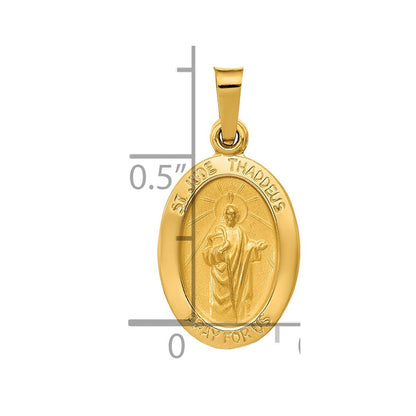 14K Gelbgold 14K Poliert und Satiniert St Jude Thaddeus Medaille Hohl Anhänger