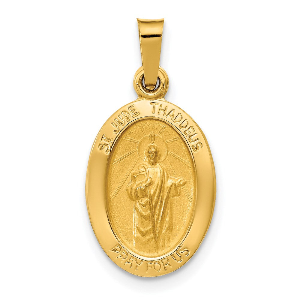 14K Gelbgold 14K Poliert und Satiniert St Jude Thaddeus Medaille Hohl Anhänger
