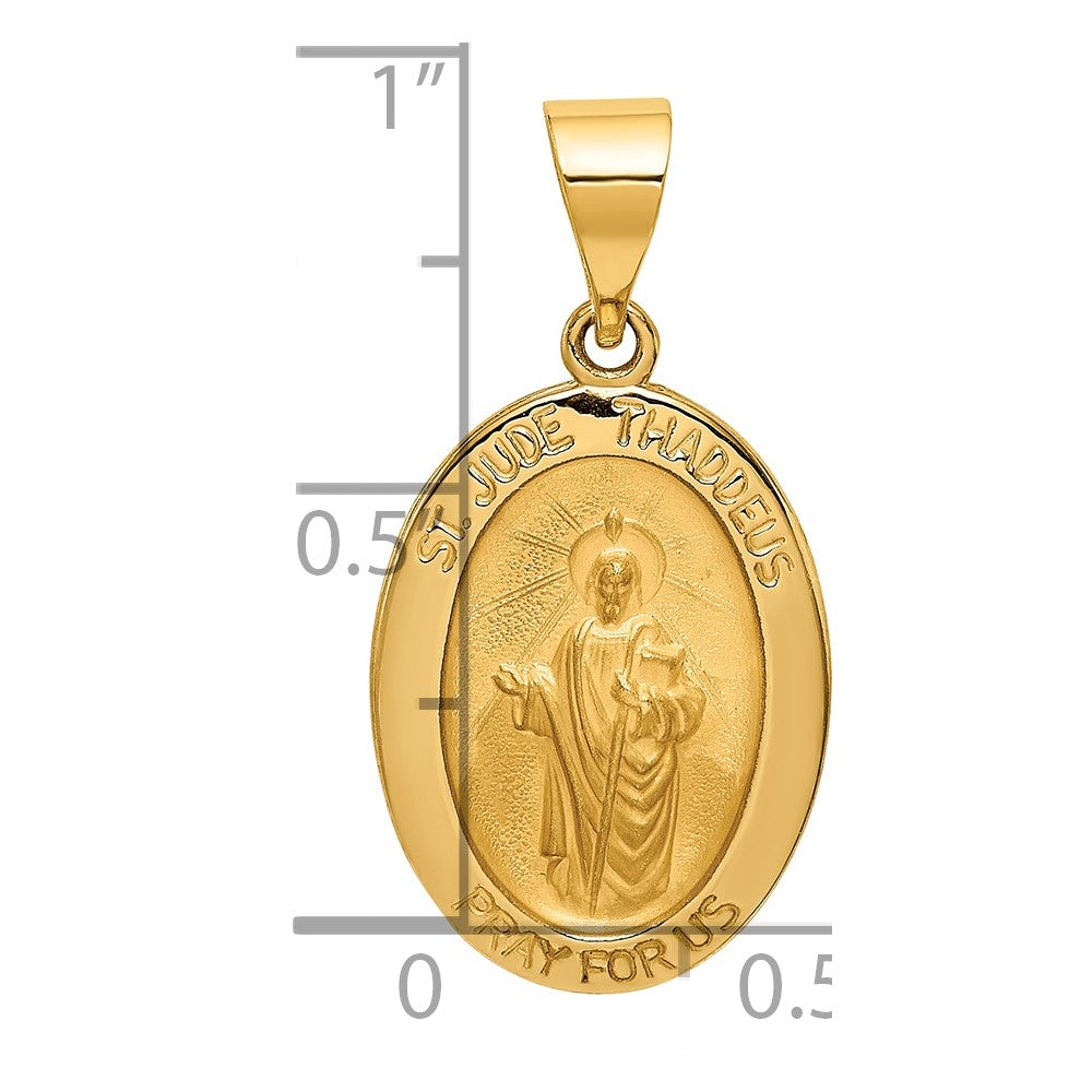 14K Gelbgold 14K Poliert und Satiniert St Jude Thaddeus Medaille Hohl Anhänger