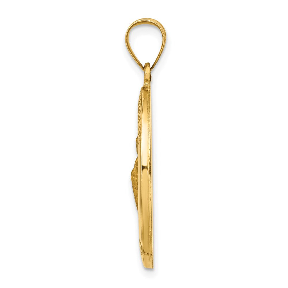 14K Gelbgold 14K Poliert und Satiniert St Jude Thaddeus Medaille Hohl Anhänger
