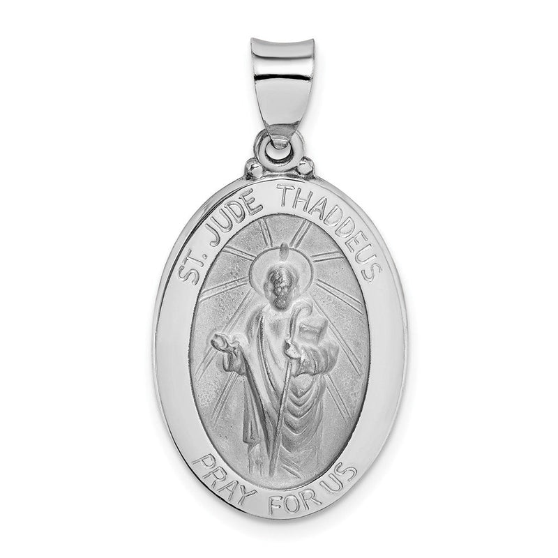 14K Weißgold 14K Weißgold Poliert/satin St Jude Thaddeus Medaille Hohl Anhänger