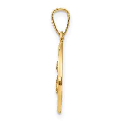 14K Gelbgold 14K Poliert und Satiniert St Lucy Medaille Hohl Anhänger