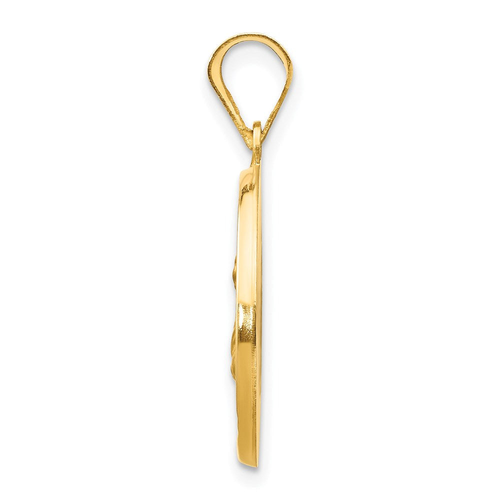 14K Gelbgold 14K Poliert und Satiniert St Lucy Medaille Hohl Anhänger