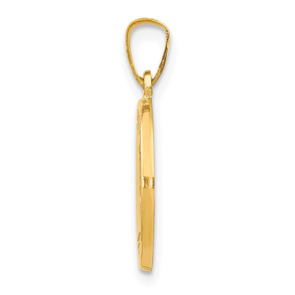 14K Gelbgold 14K Poliert und Satiniert St Luke Medaille Hohl Anhänger