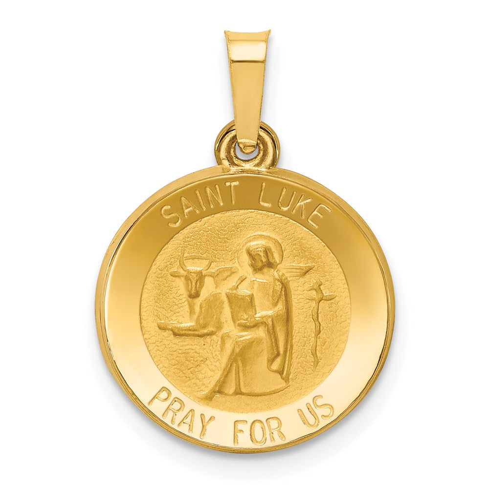 14K Gelbgold 14K Poliert und Satiniert St Luke Medaille Hohl Anhänger