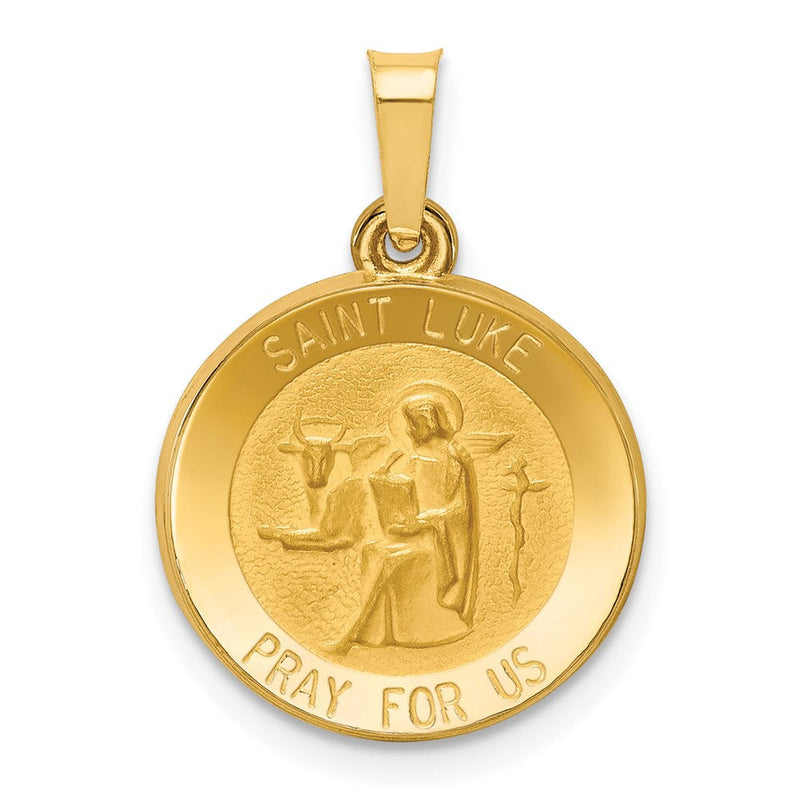 14K Gelbgold 14K Poliert und Satiniert St Luke Medaille Hohl Anhänger