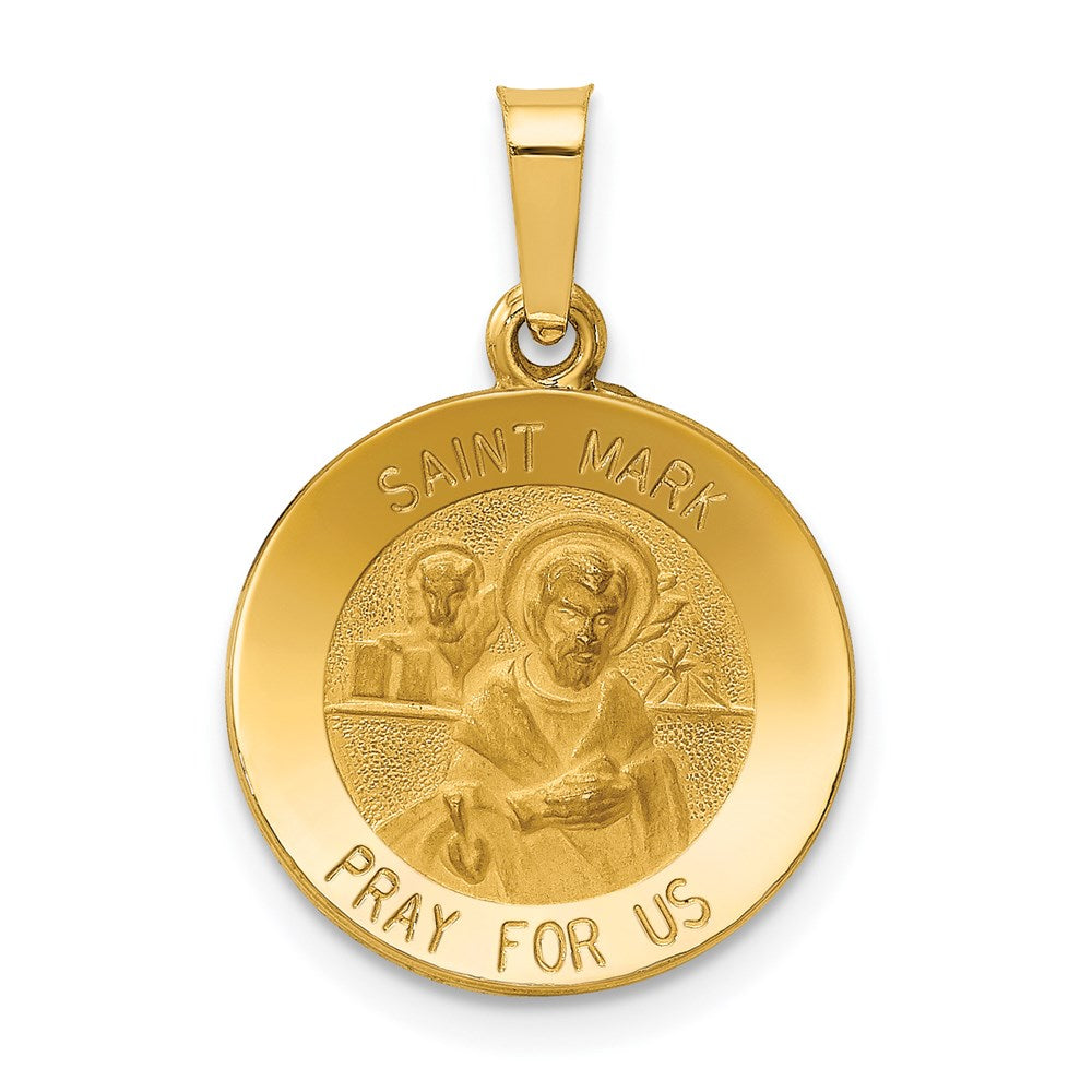 14K Gelbgold 14K Poliert und Satiniert St Mark Medaille Hohl Anhänger