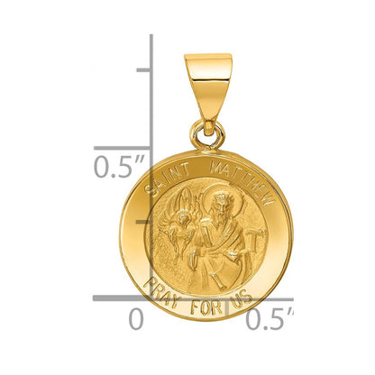 14K Gelbgold 14K Poliert und Satiniert St Matthew Medaille Hohl Anhänger