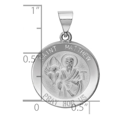 14K Weißgold 14K Weißgold Poliert und Satiniert St Matthew Hohl Anhänger