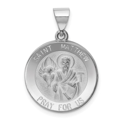 14K Weißgold 14K Weißgold Poliert und Satiniert St Matthew Hohl Anhänger