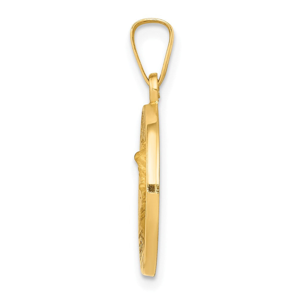 14K Gelbgold 14K Poliert und Satiniert St Michael Medaille Hohl Anhänger