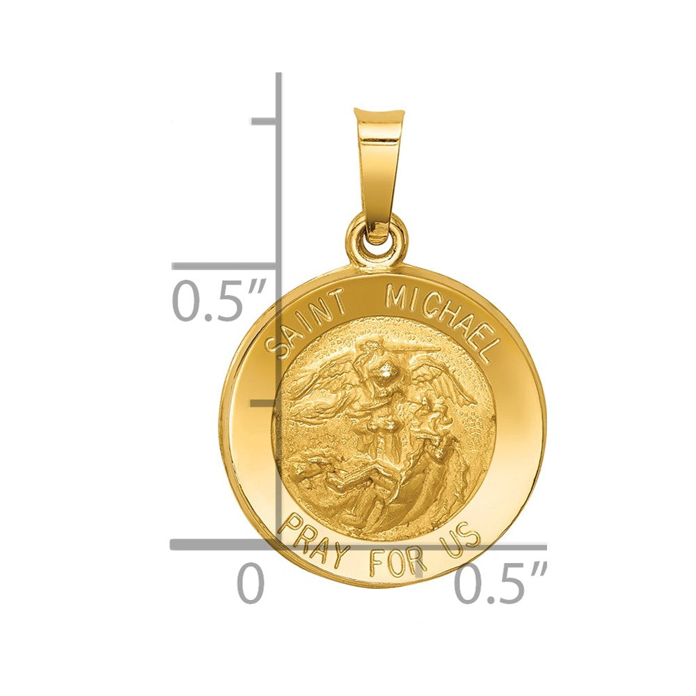 14K Gelbgold 14K Poliert und Satiniert St Michael Medaille Hohl Anhänger