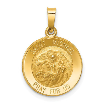14K Gelbgold 14K Poliert und Satiniert St Michael Medaille Hohl Anhänger