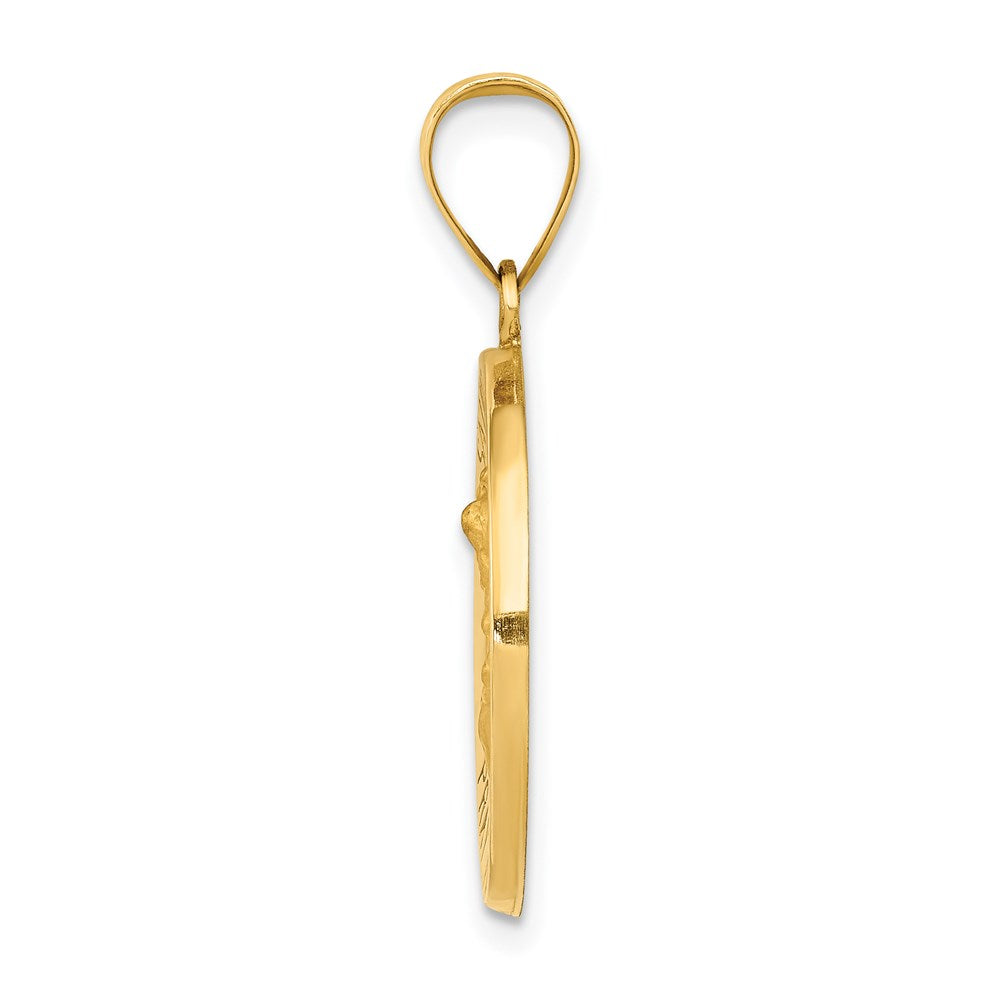 14K Gelbgold 14K Poliert und Satiniert St Michael Medaille Hohl Anhänger