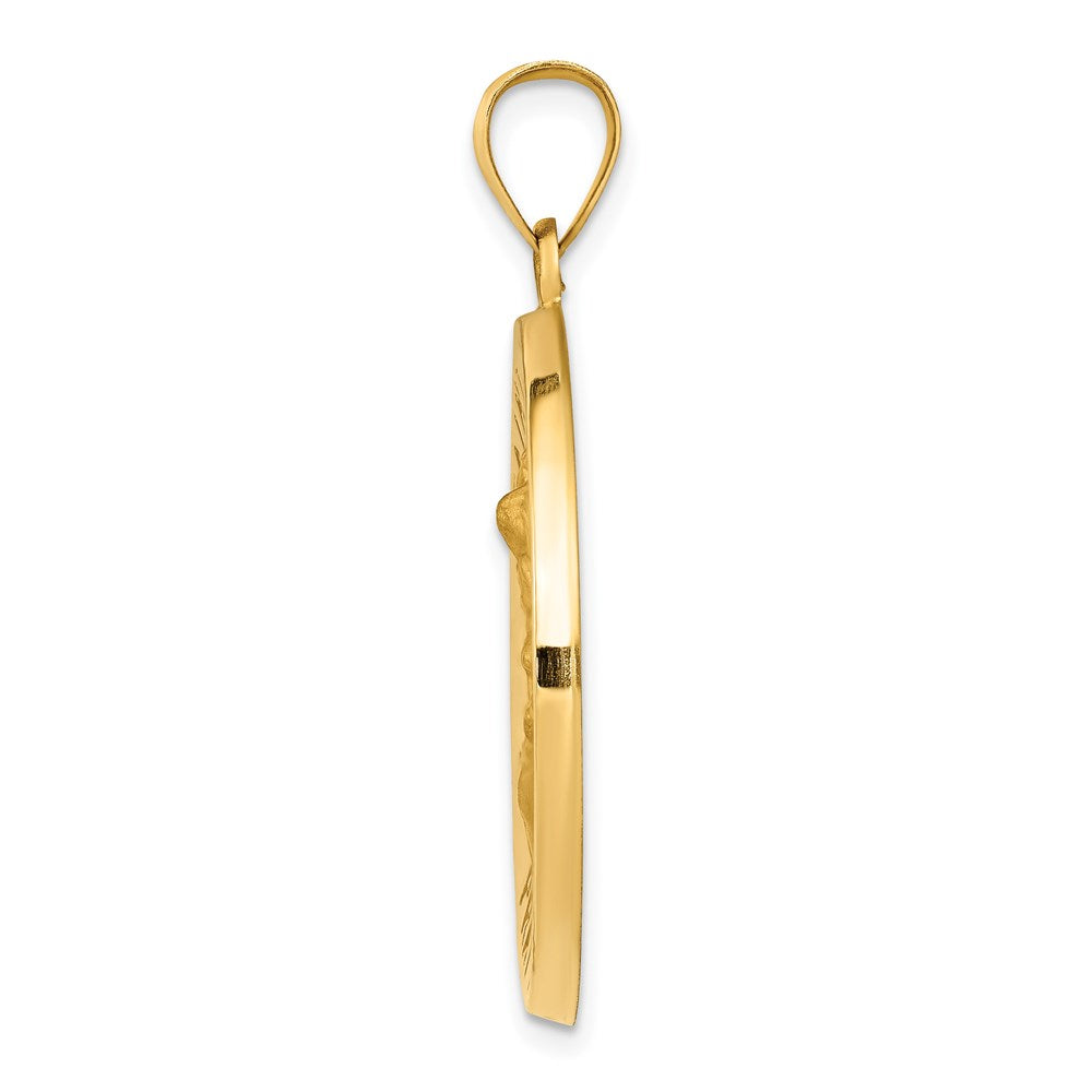14K Gelbgold 14K Poliert und Satiniert St Michael Medaille Hohl Anhänger