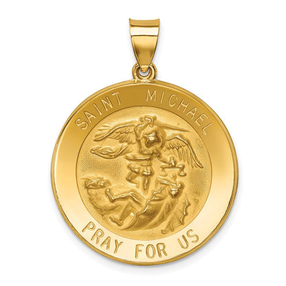 14K Gelbgold 14K Poliert und Satiniert St Michael Medaille Hohl Anhänger
