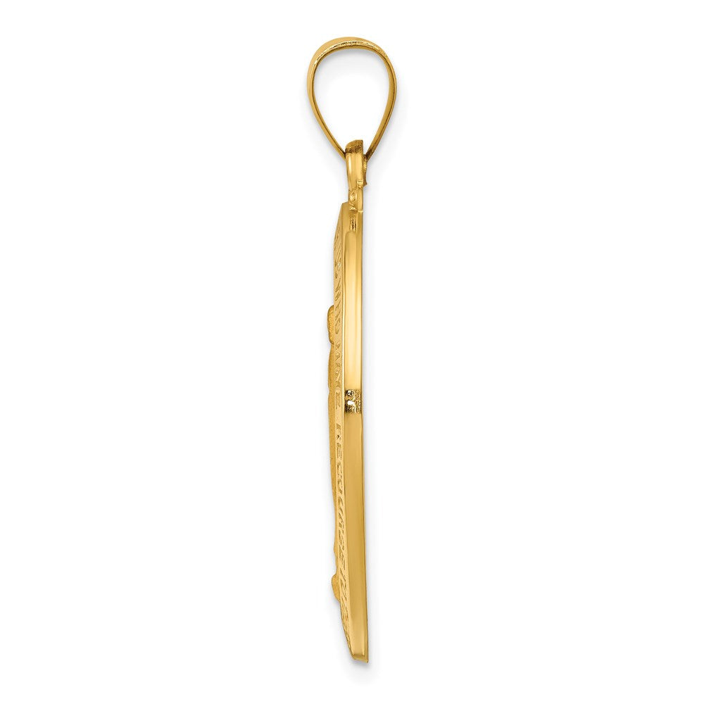 14K Gelbgold 14K Poliert und Satiniert Wundertätig Medaille Hohl Anhänger