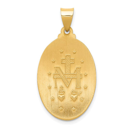 14K Gelbgold 14K Poliert und Satiniert Wundertätig Medaille Hohl Anhänger
