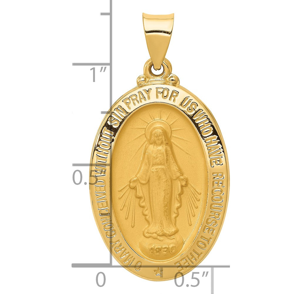 14K Gelbgold 14K Poliert und Satiniert Wundertätig Medaille Hohl Anhänger